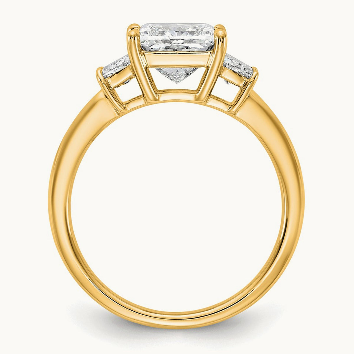 Princess & Trapezoid Engagement Ring — 14K Yellow Gold, 2 3/4 ct, 7