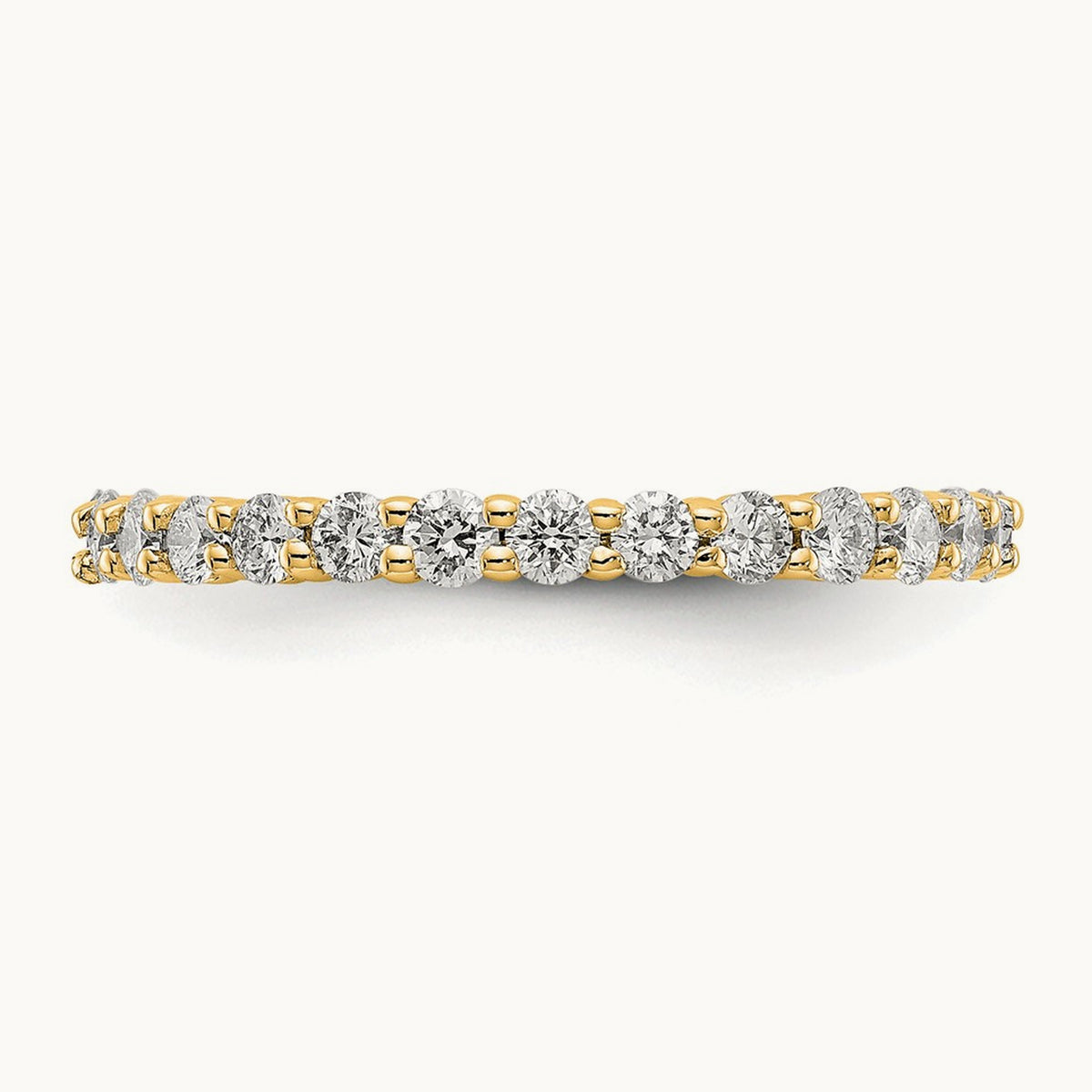 Polished Shared Prong Diamond Eternity Band — 14K Yellow Gold, 1.036 ct, 7