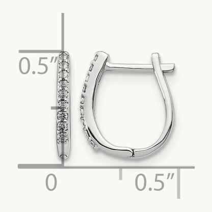 Diamond Hinged Hoop Earrings, 14K White Gold
