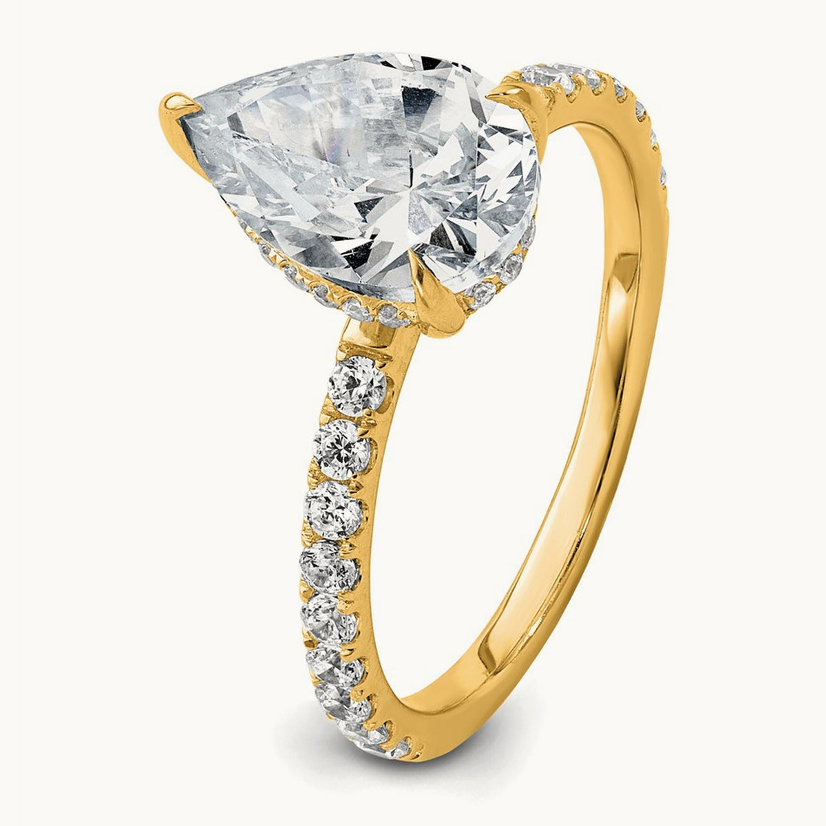 Pear Solitaire Engagement Ring, 1.25-4.75 ct tw Lab-Grown Diamond — 2 5/8 ct, 14K Yellow Gold