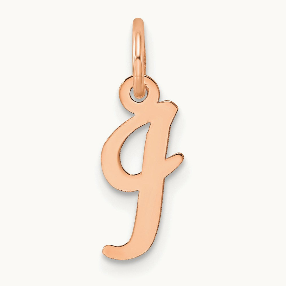 Small Script Letter I Initial Charm, 14K Rose Gold