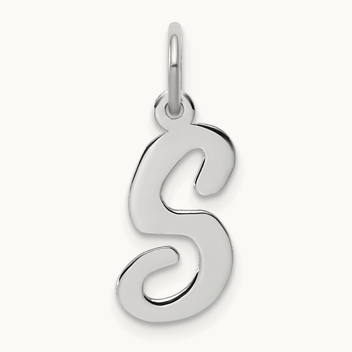 Medium Script Initial Charm — 14K White Gold, S
