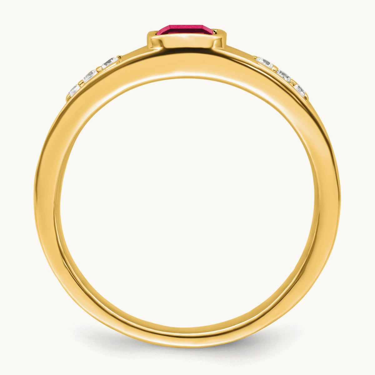 Created Ruby and Diamond Men's Ring — 14K Yellow Gold, 10