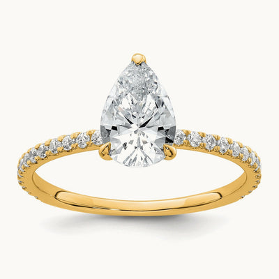 Pear Solitaire Engagement Ring, 1.25-4.75 ct tw Lab-Grown Diamond — 1 3/8 ct, 14K Yellow Gold