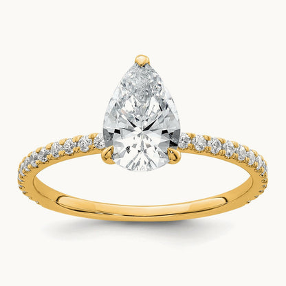 Pear Solitaire Engagement Ring, 1.25-4.75 ct tw Lab-Grown Diamond — 1 3/8 ct, 14K Yellow Gold