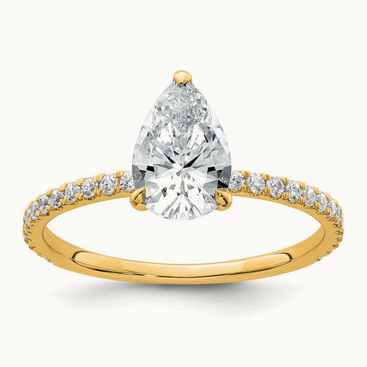 Pear Solitaire Engagement Ring, 1.25-4.75 ct tw Lab-Grown Diamond — 1 3/8 ct, 14K Yellow Gold