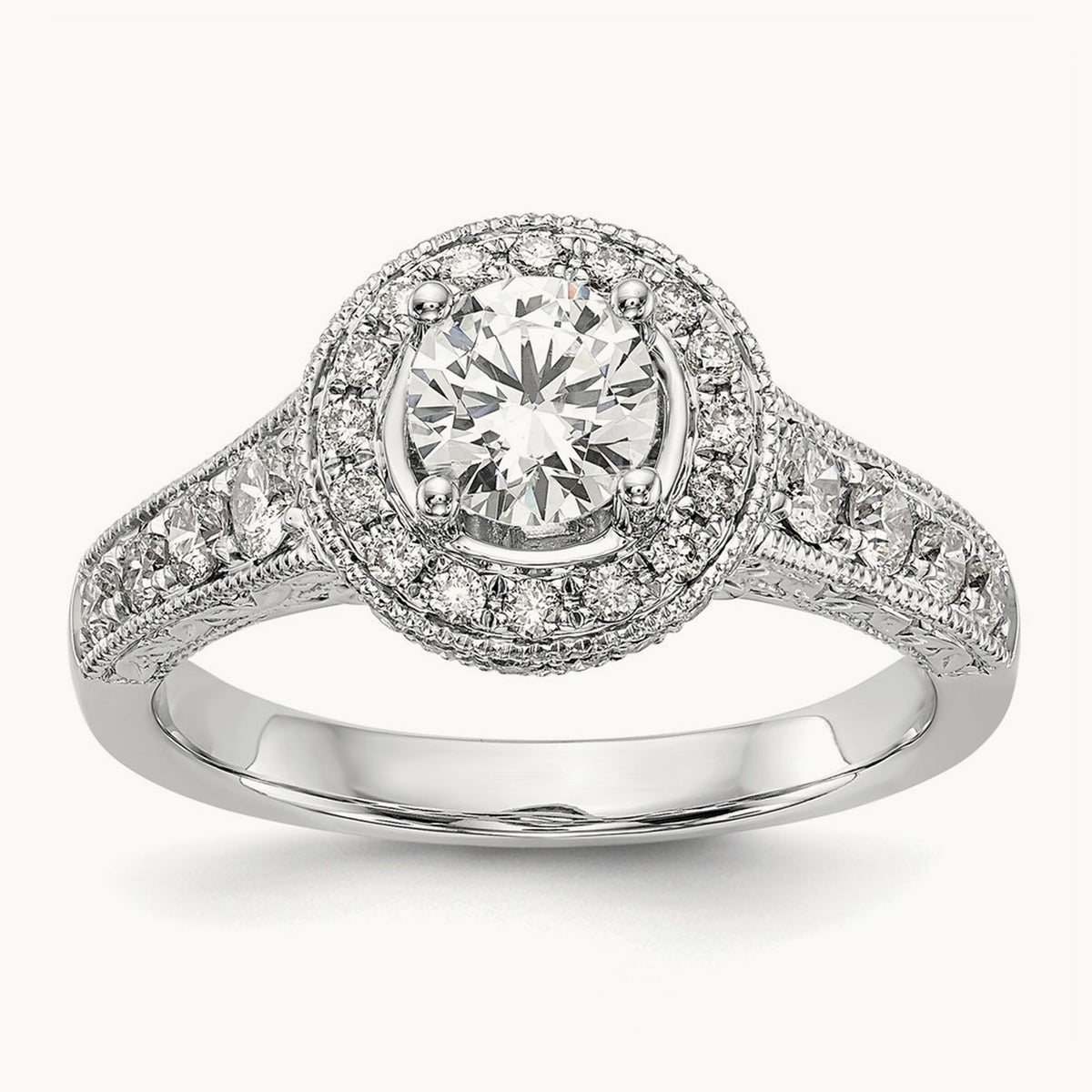Round Semi-Mount Halo Engagement Ring, 0.75 ct tw