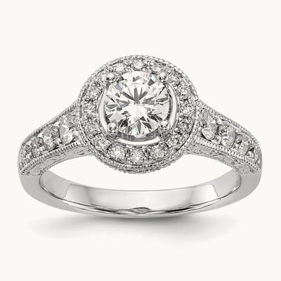Round Semi-Mount Halo Engagement Ring, 0.75 ct tw