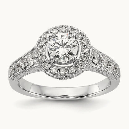 Round Semi-Mount Halo Engagement Ring, 0.75 ct tw