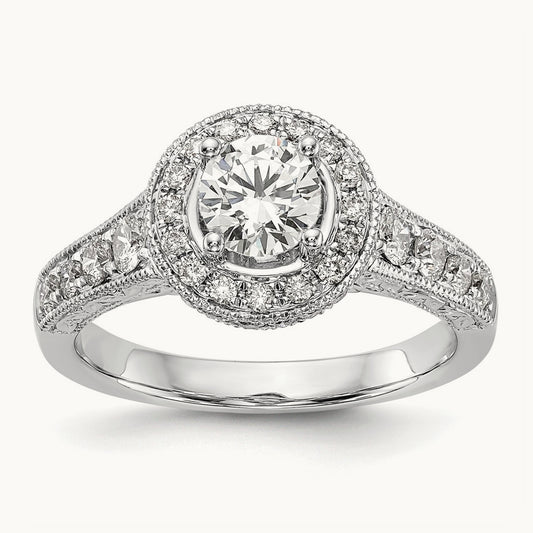 Round Semi-Mount Halo Engagement Ring, 0.75 ct tw