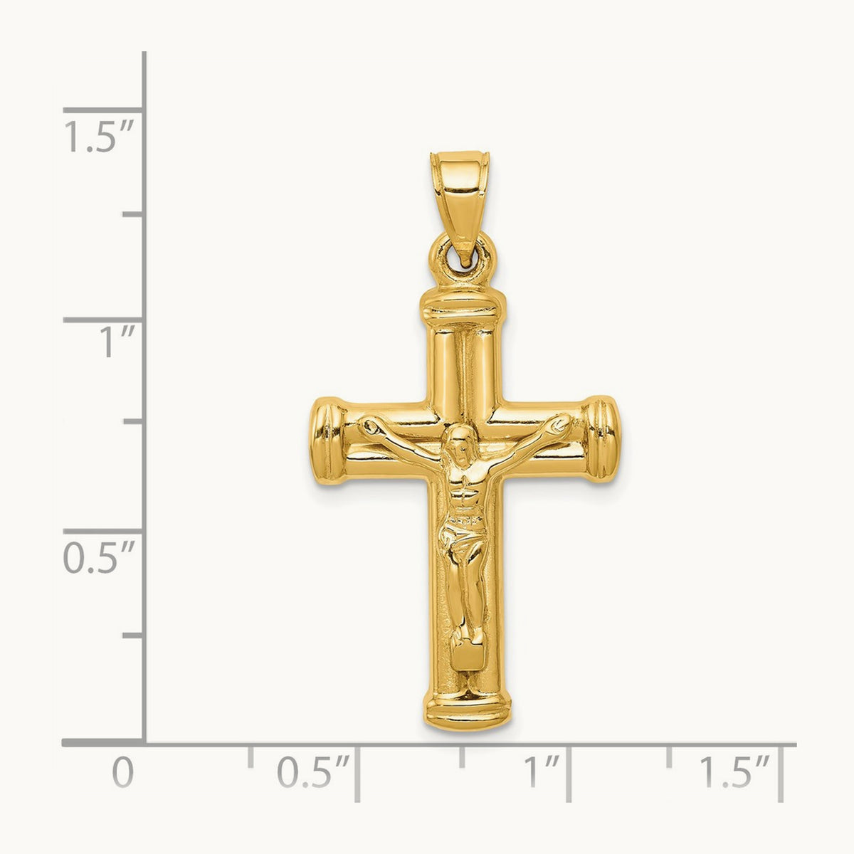 Reversible Crucifix Pendant — 14K Yellow Gold, 35mm