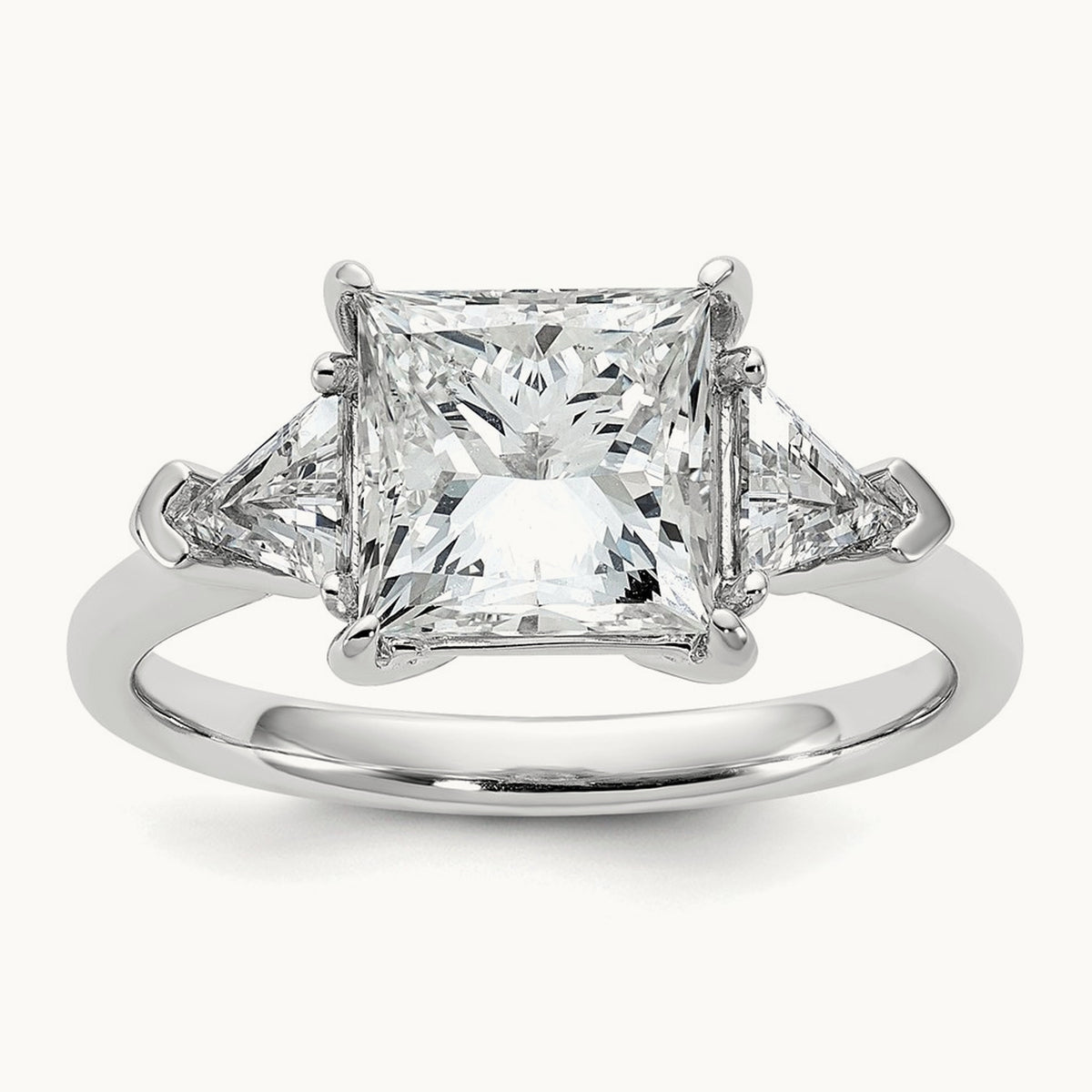 Princess/Trillion Engagement Ring, 1.50-4.00 ct tw Lab-Grown Diamond — 3 1/8 ct, 14K White Gold