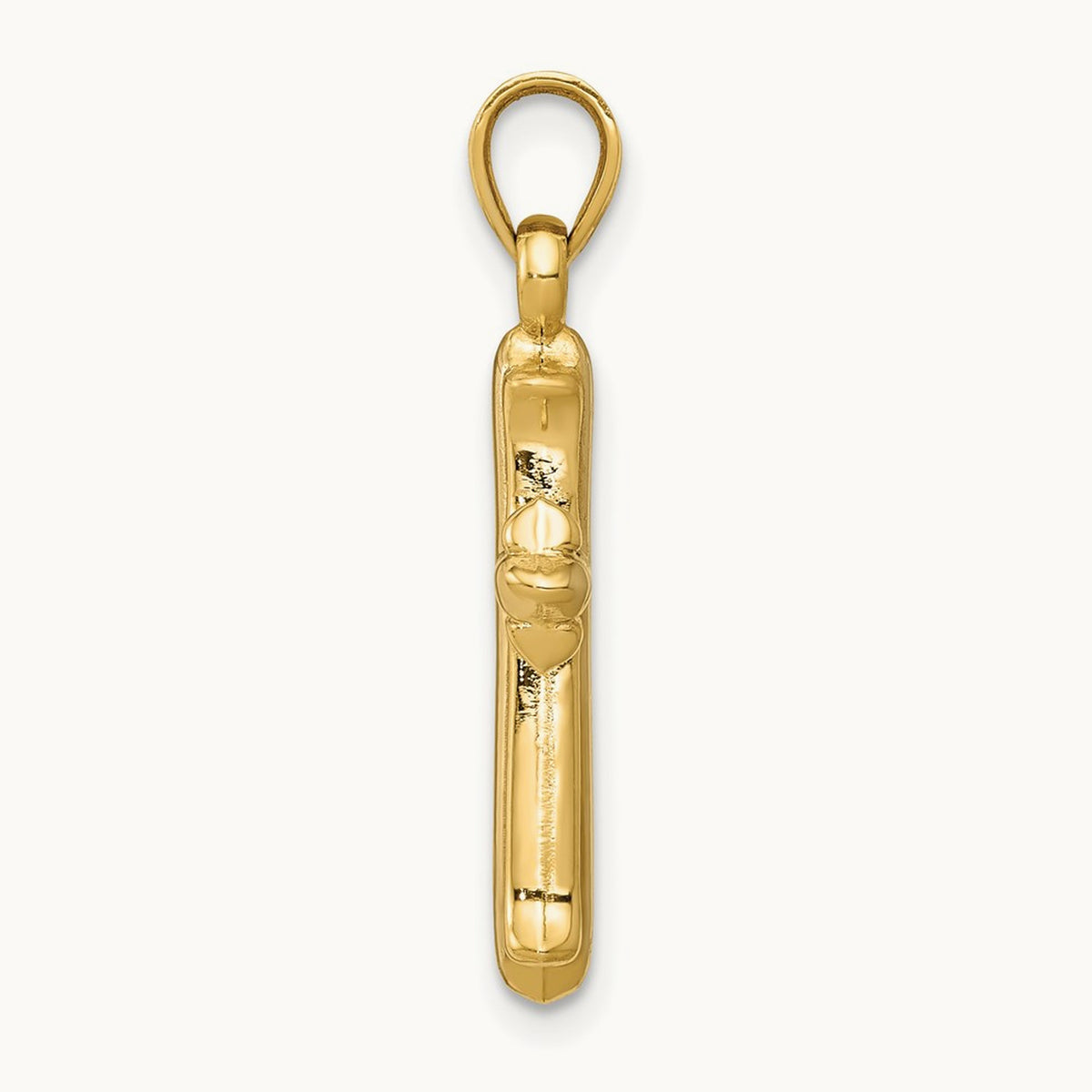 w/Rhodium Reversible Hollow Cross Pendant, 14K