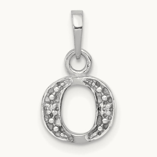 Rhodium-plated Diamond Letter O Initial Pendant, 14K White Gold