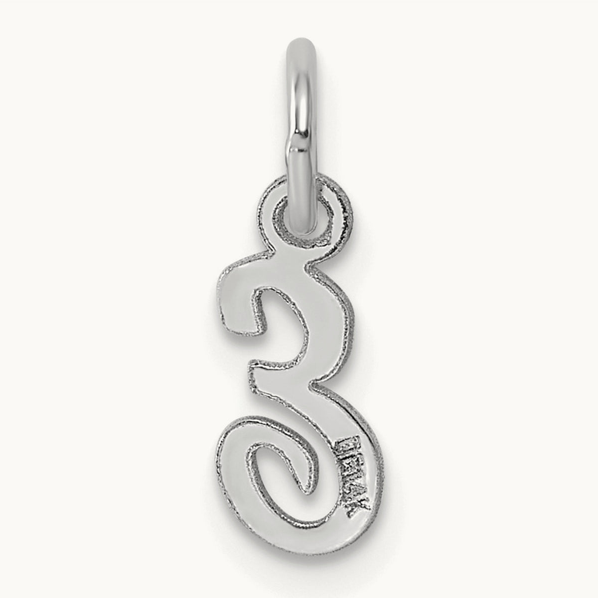 Small Script Letter E Initial Charm, 14K White Gold