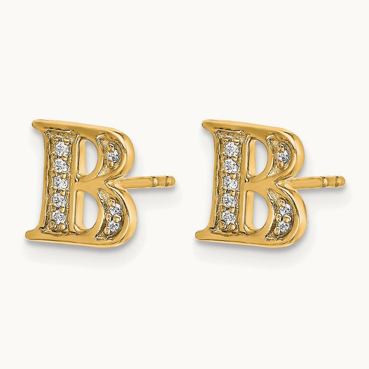 Diamond Earrings — 14K Yellow Gold, 8mm, B