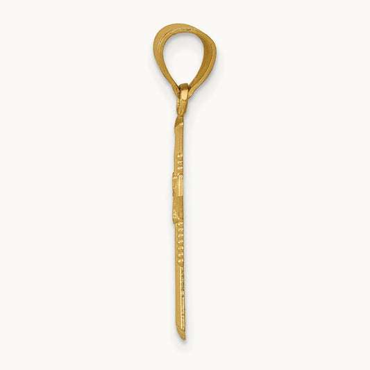 Diamond-cut Cross Pendant, 14K