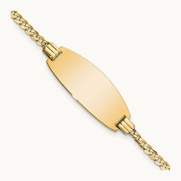 Oval Curb ID Bracelet — 14K Yellow Gold