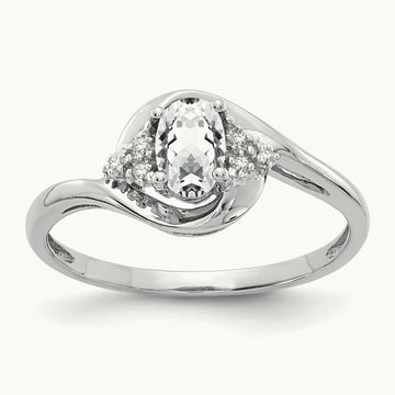 Topaz and Diamond Ring — 14K White Gold