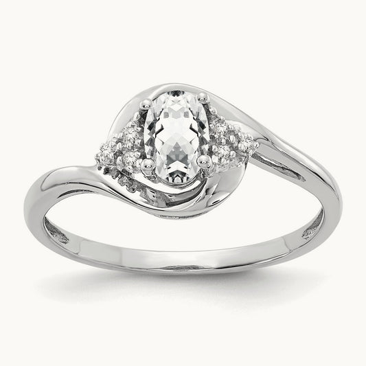 Topaz and Diamond Ring — 14K White Gold