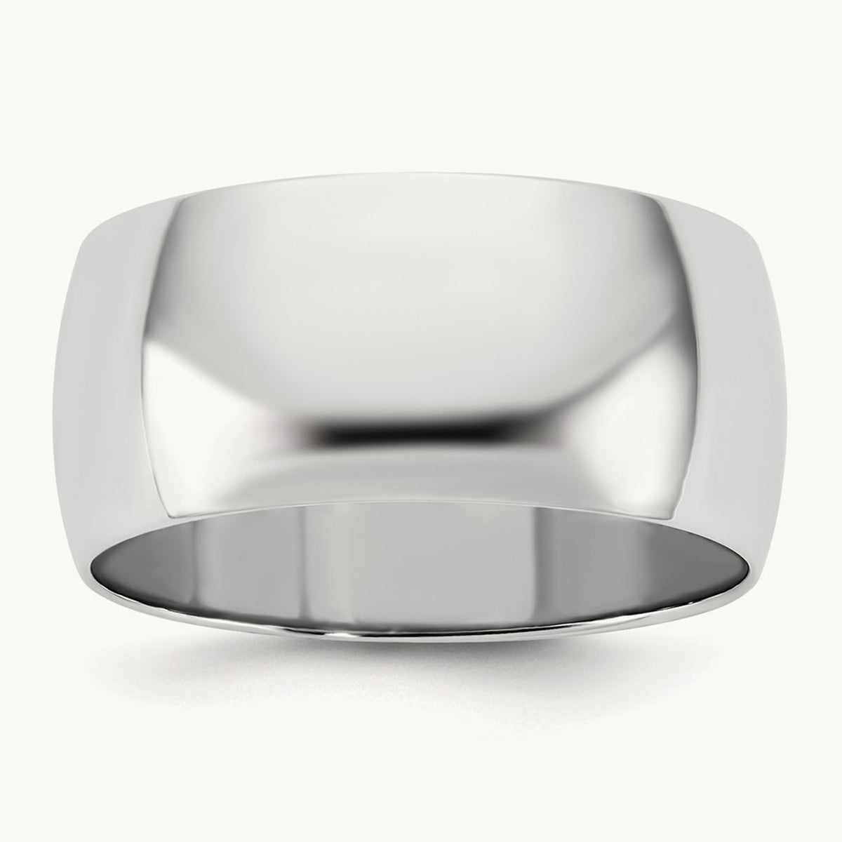 Half Round Band, 9mm, 14K White Gold