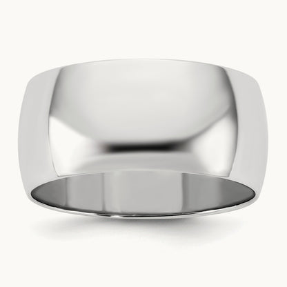 Half Round Band, 9mm, 14K White Gold