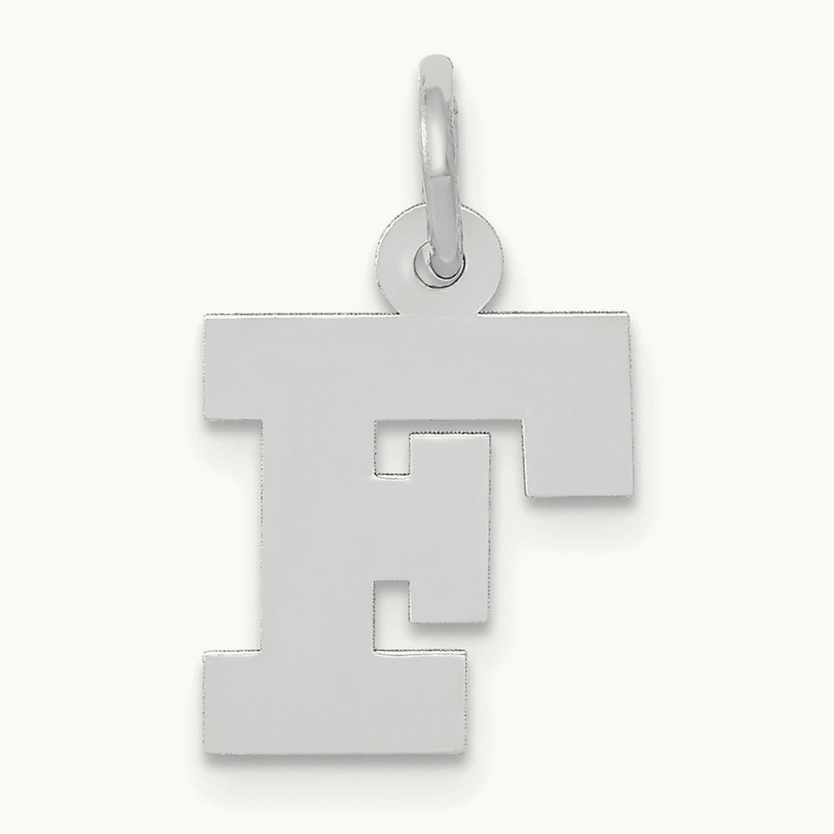 Small Block Initial Charm — 14K White Gold, F