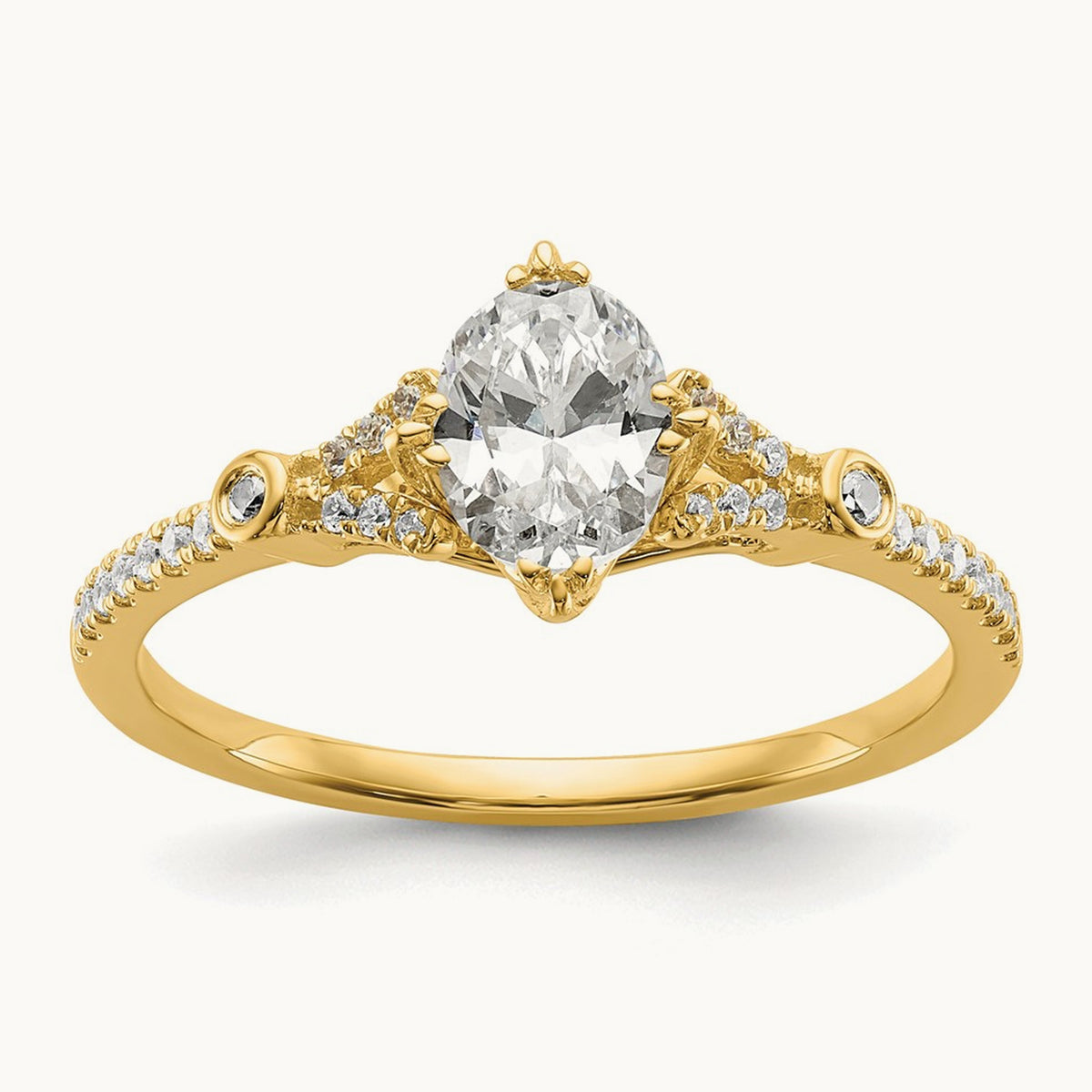 Gold Oval Semi-Mount Engagement Ring — 1/2 ct, 7