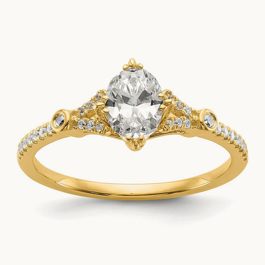 Gold Oval Semi-Mount Engagement Ring — 1/2 ct, 7
