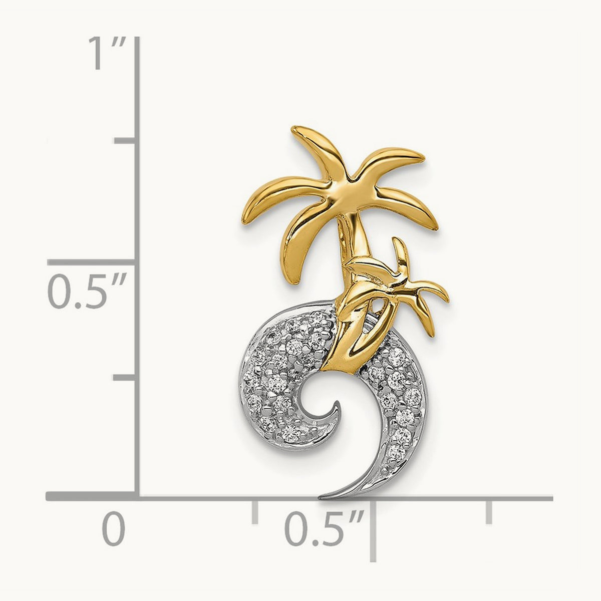 Diamond Double Palm Tree and Wave Chain Slide, 14K Two-tone