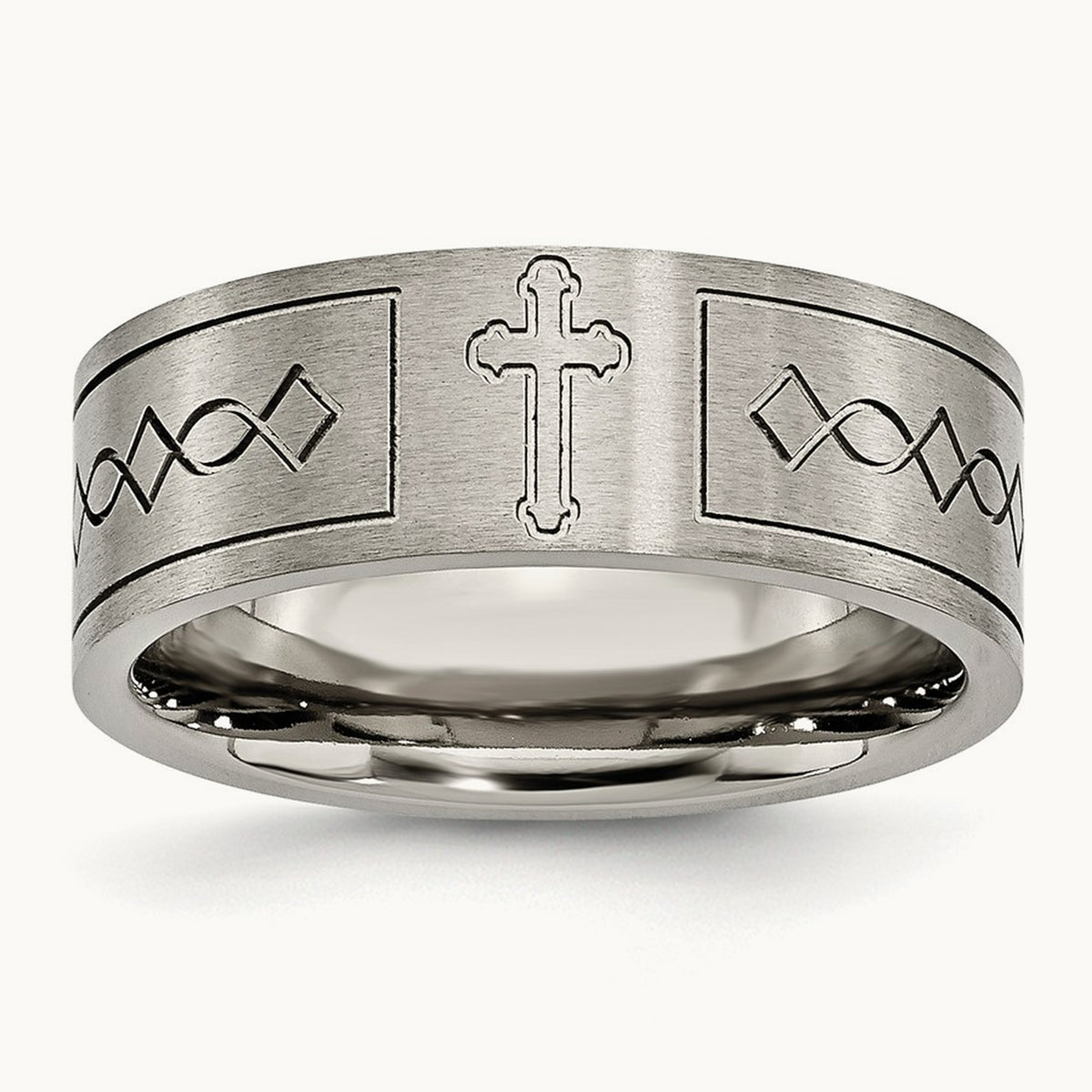 Brushed Cross Design Flat Band — photo set (2)