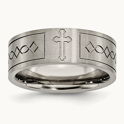 Brushed Cross Design Flat Band — photo set