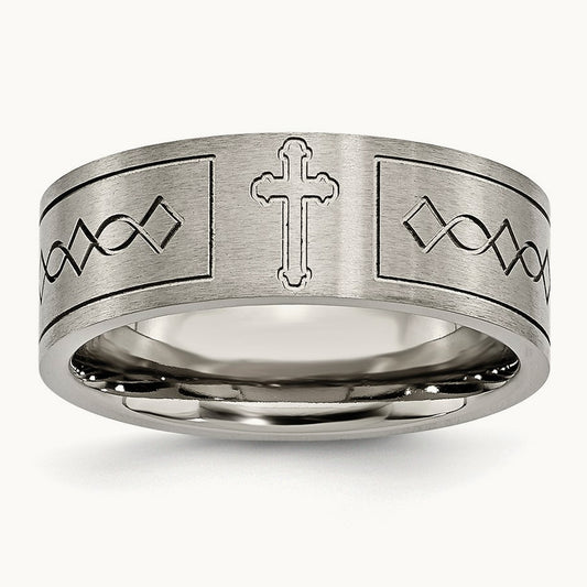 Brushed Cross Design Flat Band — photo set