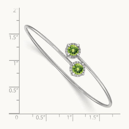 Peridot and Diamond Flexible Bangle, 14K White Gold