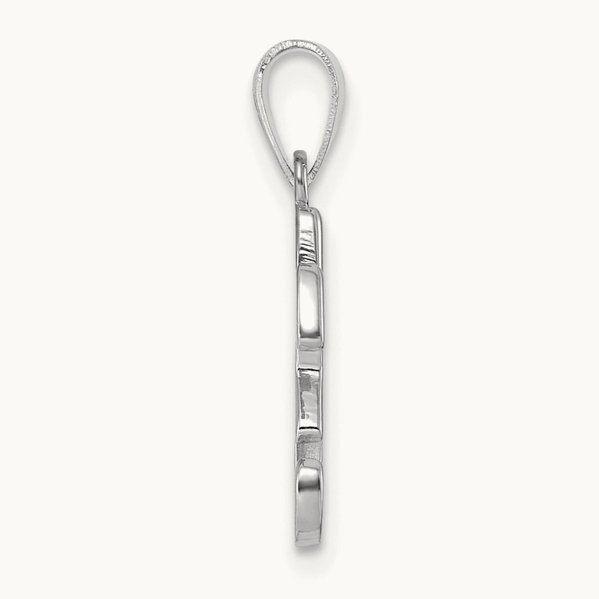 White Gold Script Letter H Initial Pendant, 14K White Gold