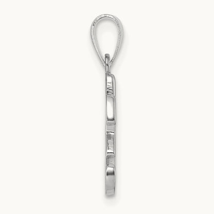 White Gold Script Letter H Initial Pendant, 14K White Gold
