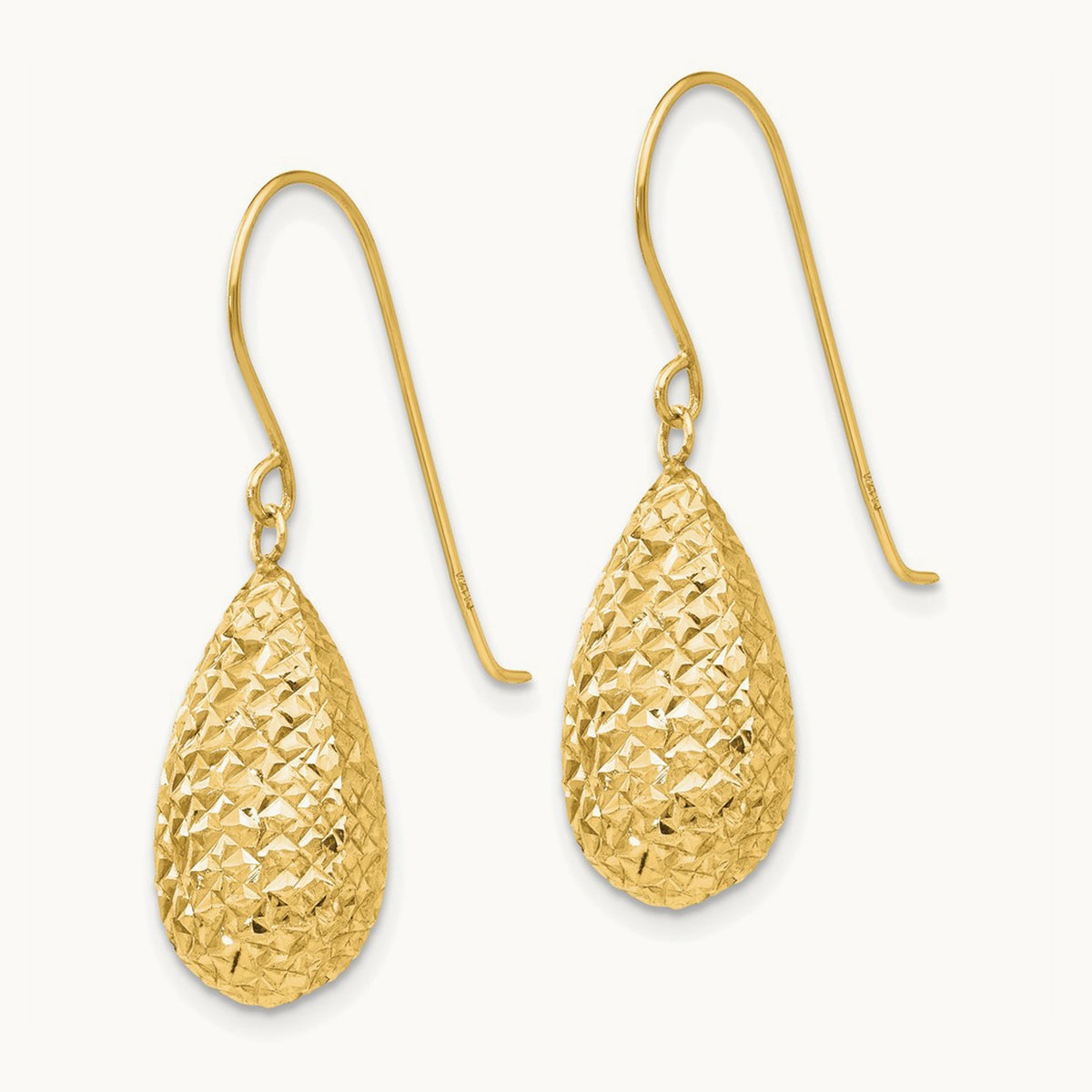 Puff Teardrop Earrings, 14K