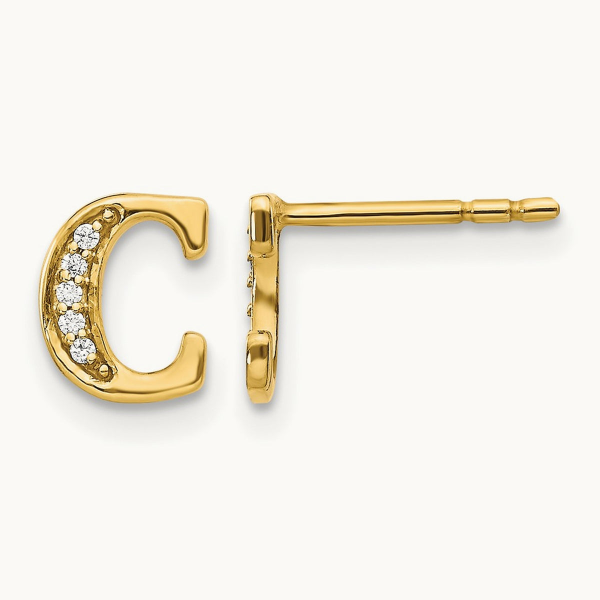 Diamond Earrings — 14K Yellow Gold, 8mm, C