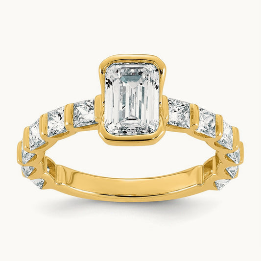 Emerald Center Ring, 3.00 ct tw Lab-Grown Diamond