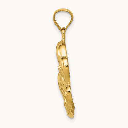 Polished Crab Pendant, 14K