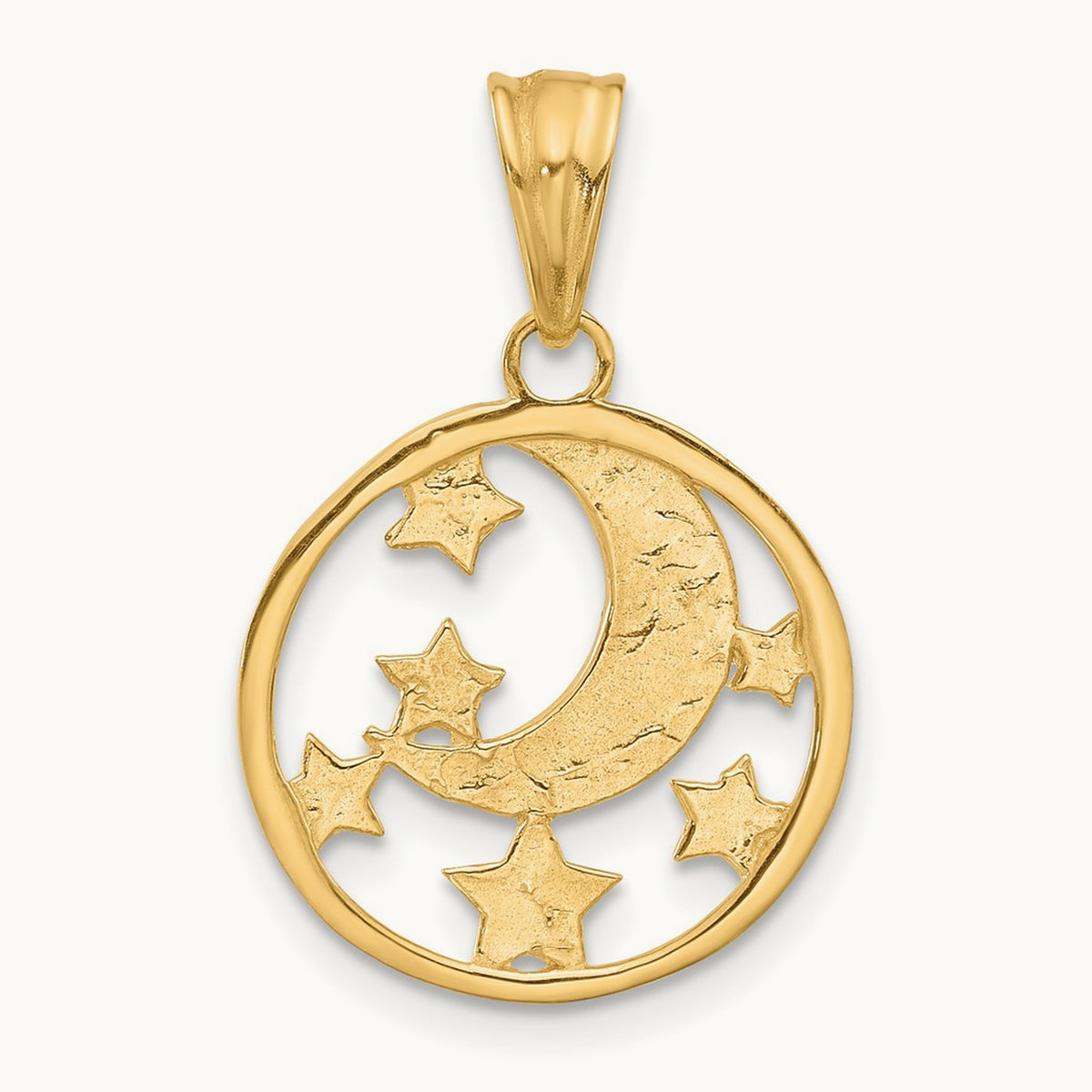 D/C Moon and Stars Pendant, 14K with White Rhodium