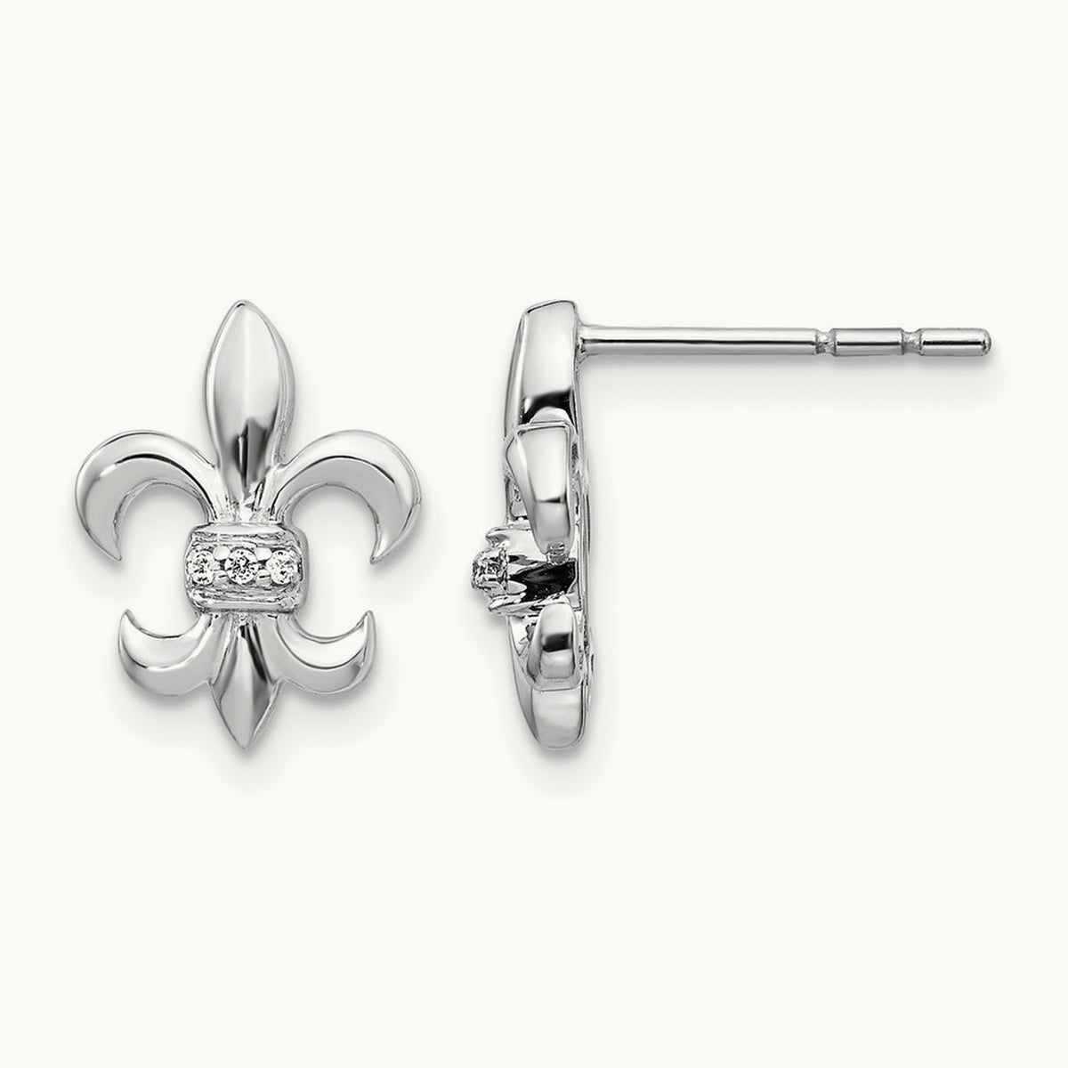 Diamond Fleur de Lis Post Earrings — photo set