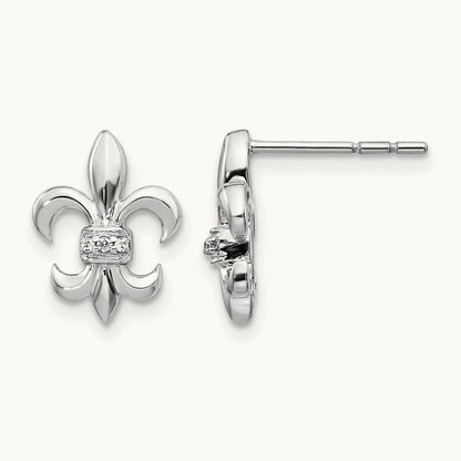 Diamond Fleur de Lis Post Earrings — photo set