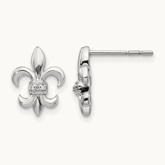 Diamond Fleur de Lis Post Earrings — photo set