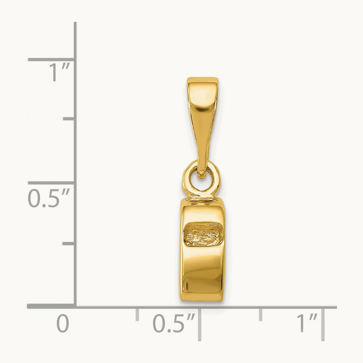 3D Sports Whistle Pendant, 14K