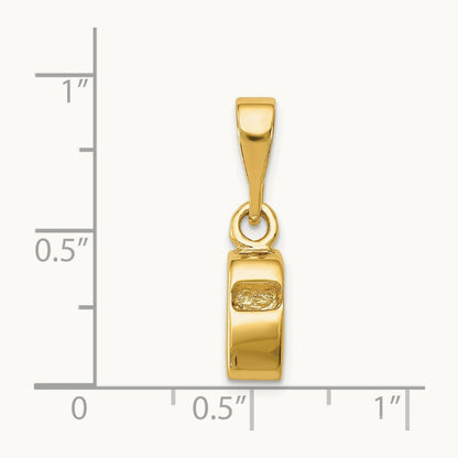 3D Sports Whistle Pendant, 14K