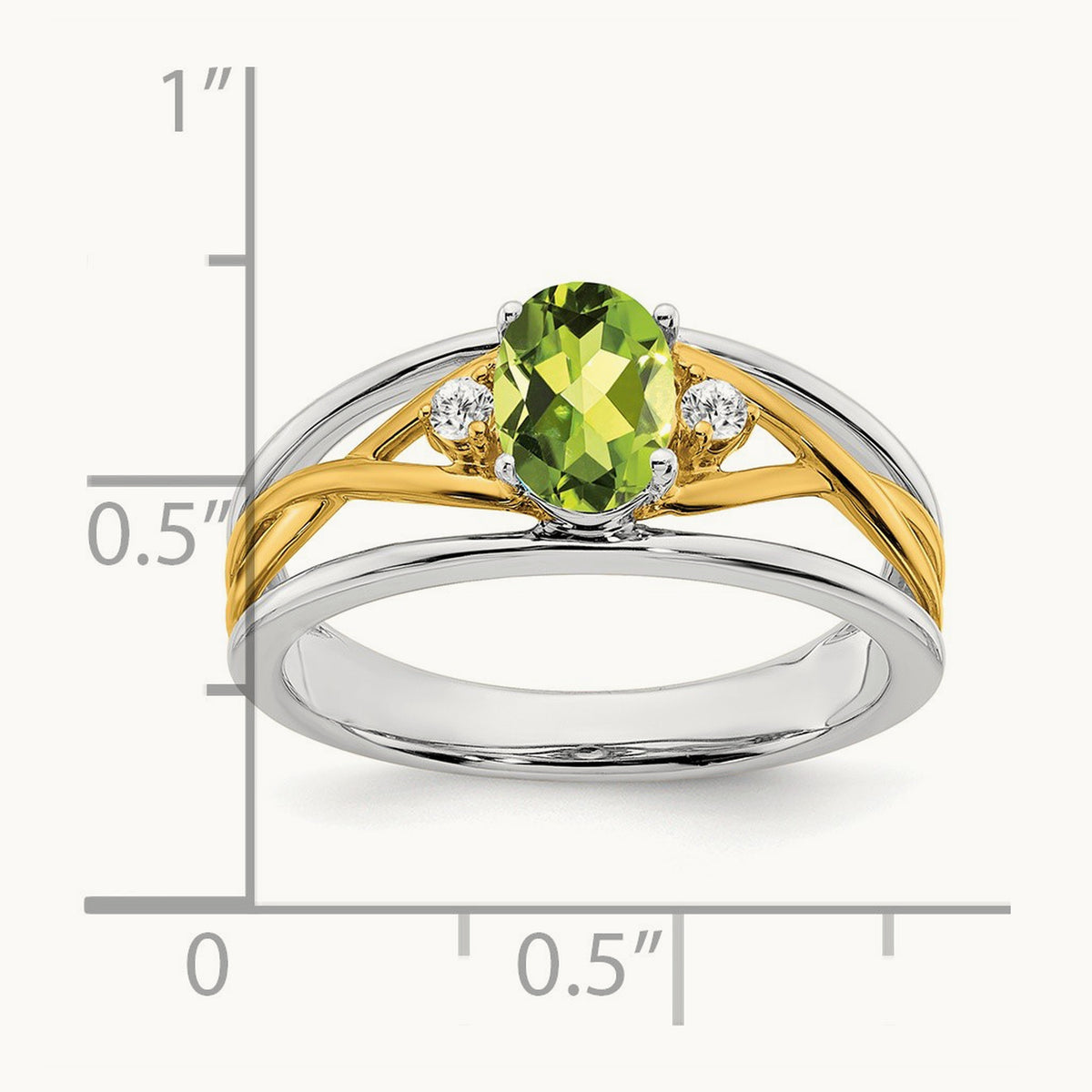 Peridot and Diamond Ring, 14K Two-tone