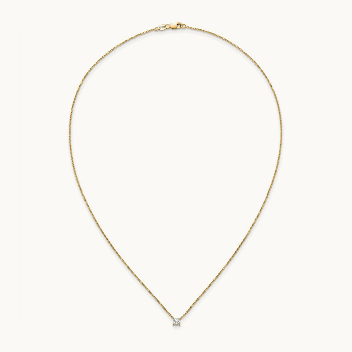 Princess Pendant Necklace, 0.25-4.00 ct tw Lab-Grown Diamond — 1/4 ct, VS (Best), 14K Yellow Gold