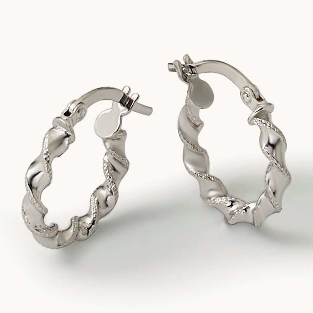 Twisted Hoop Earrings — Leslie's — 14K White Gold