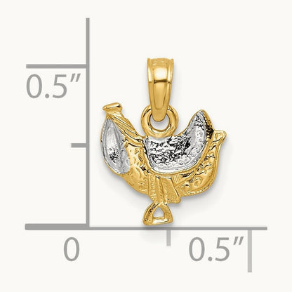 Saddle Pendant, 14K with White Rhodium